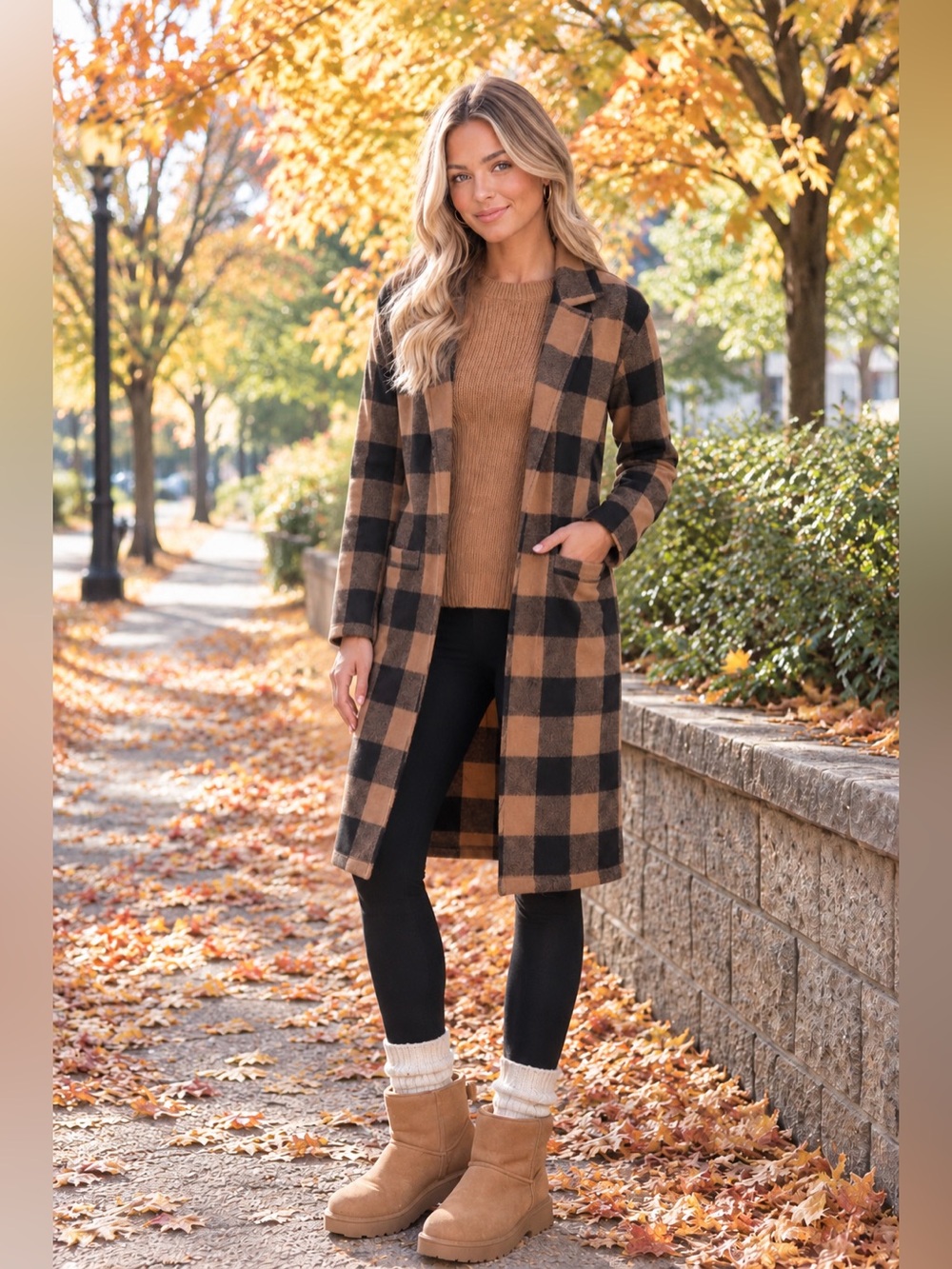 Nine West Sweater Jacket Brown & Black Buffalo Plaid Women’s Small - Picture 1 of 4